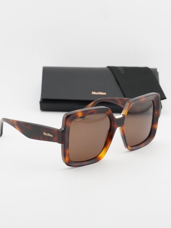 Max Mara ERNEST MM0088 52E Square Sunglasses - Havana / Brown main image 8
